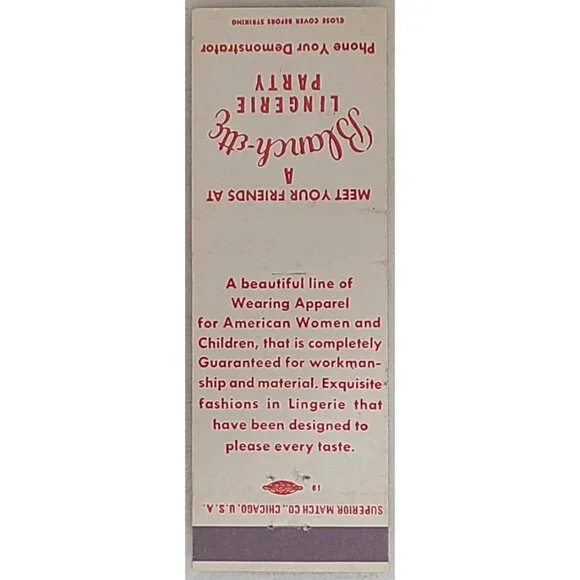 Blanch-ette Lingerie Party Front Strike MLM Matchbook Blanchette Indianapolis IN - Picture 2 of 5